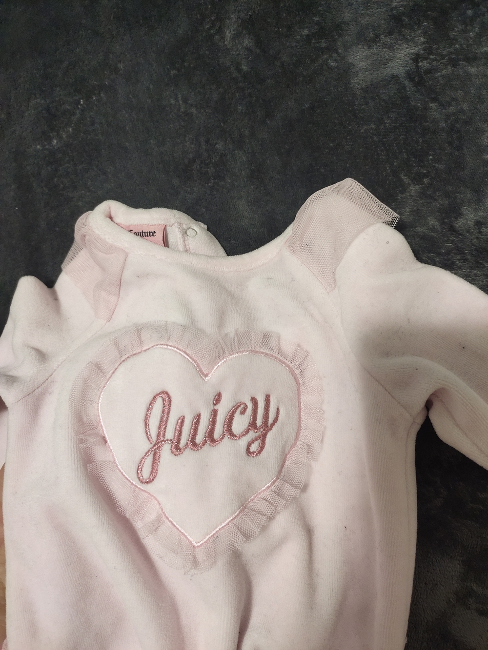 Juicy Couture Light Pink Heart Footed One-Piece - Picture 3 of 4